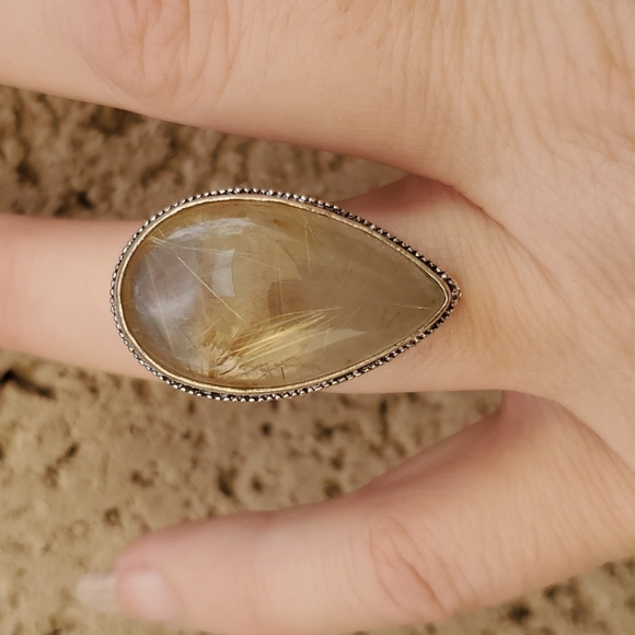 New Golden Rutile 925 Silver Ring. - Picture 10 of 15